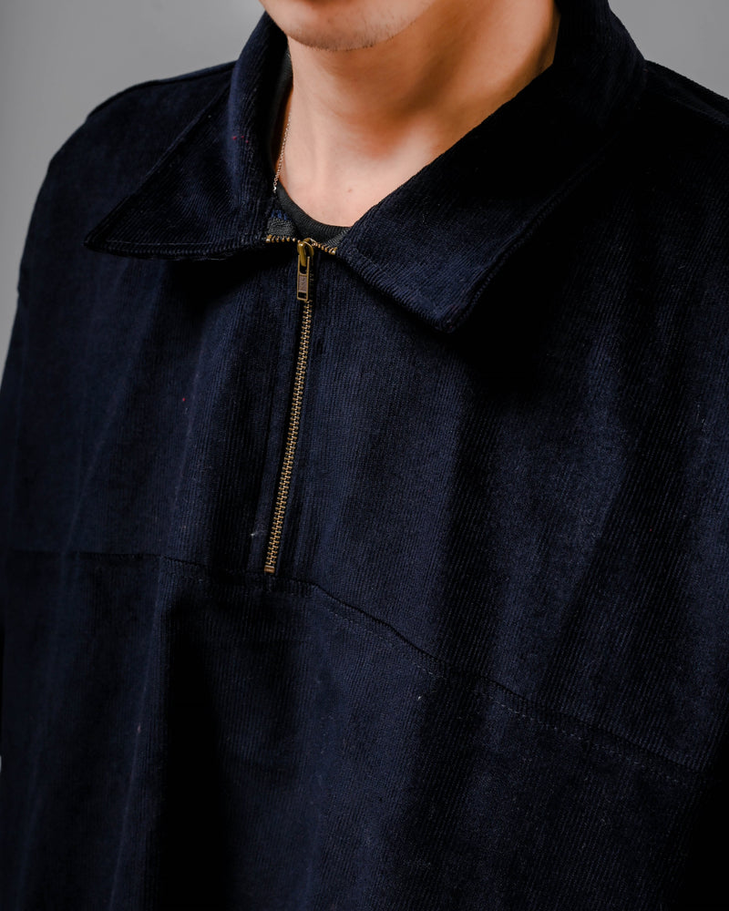 Half Zipper Corduroy Navy