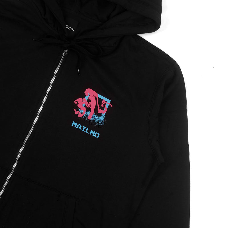 Zipper Hoodie Sea Horse Black